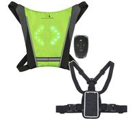 Maclean MCE420 LED Safety Vest with Turn Signal and Remote Control Water Resistant Rechargeable Bicycle Backpack Signal + MC-446 Adjustable Chest Strap for Phone