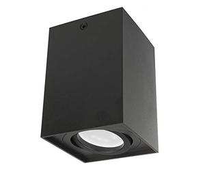 Maclean MCE426 Ceiling Light with GU10 Socket for LED Halogen Lamps Up to 40W Surface-Mounted Swiveling Aluminum (Black, 1 Piece - Angular)