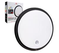 Maclean MCE525 B 10W LED Ceiling Light with PIR Motion Sensor IP65 1000LM Neutral White Light 4000K Indoor Outdoor Black