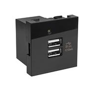 Maclean MCE728B USB Socket Charger 2x USB Port up to 2.1A Fast Charge Modular Wall Socket Flush Mount Wall Box (USB Socket 2.1A, Black)