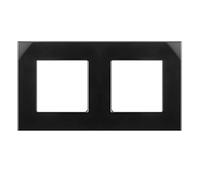Maclean MCE729B 2-fold glass frame panel 157x86mm for wall outlet modular wall outlet flush mount wall outlet flush mount (2-fold glass frame for wall outlet, black)