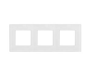 Maclean MCE731W 3-fold glass frame panel 228x86mm for wall outlet Modular wall outlet flush mount wall outlet flush mount (3-fold glass frame for wall outlet, white)