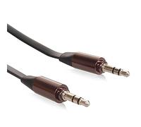 Maclean MCTV Metal Jack - Jack Straight Flat Tangle Free Audio Stereo AUX Cable 1m 2m (2m, Black)