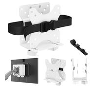 Maclean Mini PC holder VESA MC-115W white steel compatible 50x50 75x75 100x100 wall or screen mount adjustable depth 17-70mm load 5kg security strap included