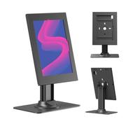 Maclean Tablet Holder with Locking (Black, 12.4"-13") | Mounting on the worktop, adjustment range 0-75°, vertical/horizontal orientation, cable routing