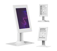 Maclean Tablet Holder with Locking (White, 10.9"-11") | Mounting on the worktop, adjustment range 0-75°, vertical/horizontal orientation, cable routing