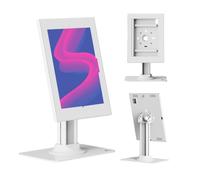 Maclean Tablet Holder with Locking (White, 12.4"-13") | Mounting on the worktop, adjustment range 0-75°, vertical/horizontal orientation, cable routing