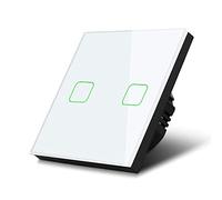 Maclean Touch Toggle Switch Light Switch Cross Switch Wall Switch Stair Switch with Color Change LED Backlight Recessed Switch (2-fold square, White)