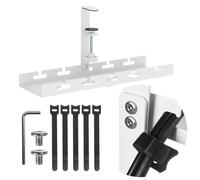 Maclean under-counter cable holder for power strips | Tool-free clamp fastening | 40cm Desk Organizer for Home Office Gaming Workstation up to 5kg (White, 1 Level/Length: 400mm)