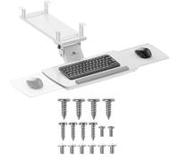 Maclean under-desk keyboard tray with mouse tray | Height-adjustable Tiltable Rotatable | Ergonomic holder for desks up to 5kg | Keyboard holder made of steel and plastic (White)