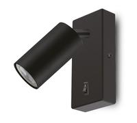 Maclean Wall lamp, spot, Round, GU10, with Switch 55x90mm, Black Color, MCE369 B + LED Bulb GU10 7W Energy MCE437 WW Warm White 3000K, 220-240V~, 50/60Hz, 490 lumens