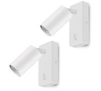 Maclean Wall lamp, spot, Round, GU10, with Switch 55x90mm, White Color, MCE369 W 2pcs + LED Bulb GU10 7W Energy MCE437 WW Warm White 3000K, 220-240V~, 50/60Hz, 2pcs