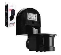 Maclean wall-mounted motion and twilight sensor, 180°, max. 1200W, black with black cover, MCE25 B/B