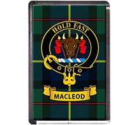 MacLeod Clan Tartan Fridge Magnet with Scottish Clan Crest on Clear Acrylic Base