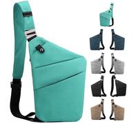 Macleria Anti Theft Crossbody Bag,Sling Bag for Women Men,Multi-pocket Chest Shoulder Bag for Travel, Sport, Work, Green-left Shoulder, S