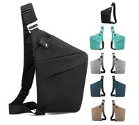 Macleria Anti Theft Crossbody Bag,Sling Bag for Women Men,Multi-pocket Chest Shoulder Bag for Travel, Sport, Work, Black-left Shoulder, M