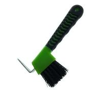 MacMaxe Ergonomic Horse Hoof Pick Brush with Heavy-Duty Rust-Resistant Steel Pick and Durable Nylon Bristles - Ideal for Hoof Care, Easy to Clean, Suitable for Beginners and Advanced Riders (Green)