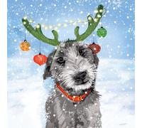 Macmillan Charity Christmas Cards Pack of 8 - Dog with Antlers - Artistic Festive Dog Design - Reindog by Karen Kane - Made in the UK - Eco-Friendly