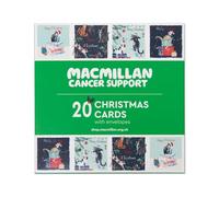 Macmillan Festive Cats Charity Christmas Cards - Pack of 20 Luxury and Eco-Friendly Christmas Cards. Boxed Multipack of 4 Seasonal Christmas Designs. 127x127mm Card Size.