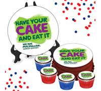 Macmillan Have Your Cake And Eat It Cake or Cupcake Icing Toppers - Charity Cake Decorations Perfect For Cakes Brownies Cookies Muffins & More! (35 x Circle Cupcake Toppers (3.5cm x 3.5cm))