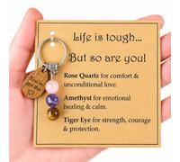 Macmoon Crystal Keyring Gift for Women, Life Is Tough But So Are You Keychain Keepsake, Inspirational Encouragement Gift for Friend, Sister, Daughter, Colleague or Her, Thinking of You Gift