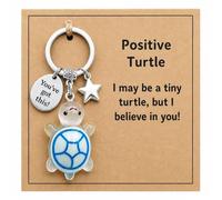 Macmoon Inspirational Turtle Keyring Gift for Friend, Positive Turtle Keychain Keepsake, Cute Tiny Turtle Encouragement Gift for Women, Teen Girl, Colleague, Student, Coworker or Loved One (blue)