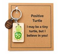 Macmoon Inspirational Turtle Keyring Gift for Friend, Positive Turtle Keychain Keepsake, Cute Tiny Turtle Encouragement Gift for Women, Teen Girl, Colleague, Student, Coworker or Loved One