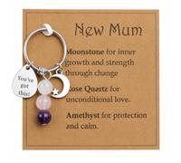 Macmoon New Mum Crystal Keyring, First Time Parent Keychain Keepsake, Maternity Leave Present, Baby Arrival Charm for Her, Sister, Friend or Expecting Mother