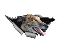 MACMRD Car Stickers 13Cm X 6.4Cm Funny Car Sticker Torn Metal Brindle Greyhound Decal Reflective Stickers Skateboard Car Decor