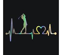 MACMRD Car Stickers 14.2 * 7.9Cm Car Sticker Girl Playing Golf Heartbeat Sticker On Car Funny Stickers And Decals Vinyl Car Styling