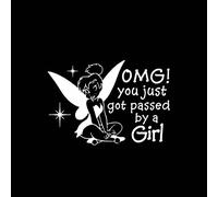 MACMRD Car Stickers 14.4 * 9.9Cm You Just Got Passed By A Fairy Girl Car Sticker Silhoutte Black/Silver Vinyl Decal Fantastic Style