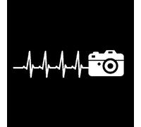 MACMRD Car Stickers 15Cm*3Cm Creative Car Sticker Photography Pulse Heartbeat Camera Accessories Pvc Decal