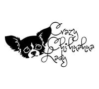 MACMRD Car Stickers 19X9.6Cm Crazy Chihuahua Lady Car Sticker Bumper Window Sticker Vinyl Black/Silver