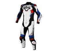 Macna Armadyl perforated Two Piece Motorcycle Leather Suit, white/blue/red, size 54
