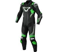 Macna Armadyl perforated One Piece Motorcycle Leather Suit, black-white-green, size 58 for Men