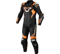 Macna Armadyl perforated One Piece Motorcycle Leather Suit, black-white-orange, size 58 for Men