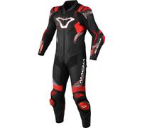 Macna Armadyl perforated One Piece Motorcycle Leather Suit, black-white-red, size 58 for Men