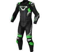 Macna Armadyl perforated Two Piece Motorcycle Leather Suit, black/white/green, size 50