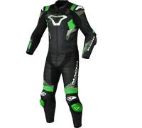 Macna Armadyl perforated Two Piece Motorcycle Leather Suit, black-white-green, size 56 for Men