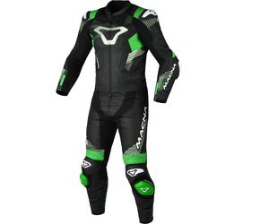 Macna Armadyl perforated Two Piece Motorcycle Leather Suit, black-white-green, size 56 for Men