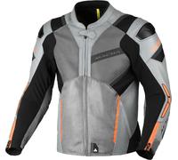 Macna Galvic perforated Motorcycle Leather/Textile Jacket, black-grey-orange, size 54 for Men