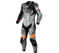Macna Ignite perforated One Piece Motorcycle Leather Suit, black-grey-orange, size 56 for Men