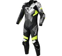 Macna Ignite perforated One Piece Motorcycle Leather Suit, black/white/neon yellow, size 46