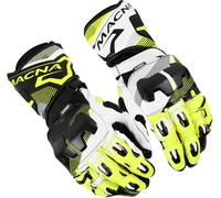 Macna Powertrack 2.0 Motorcycle Gloves, black-white-yellow, size L for Men