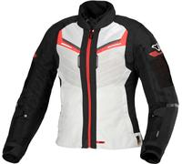Macna Tondo waterproof Ladies Motorcycle Textile Jacket, black-grey-red, size XS for Women
