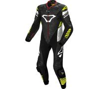 Macna Tracktix One Piece perforated Motorcycle Leather Suit, black/white/yellow, size 46