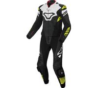 Macna Tracktix Two Piece perforated Motorcycle Leather Suit, black-white-yellow, size 46 for Men