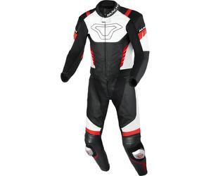 Macna Varshall perforated Two Piece Motorcycle Leather Suit, black/white/red, size 54