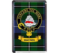 MacNeil Clan Tartan Fridge Magnet with Scottish Clan Crest on Clear Acrylic Base