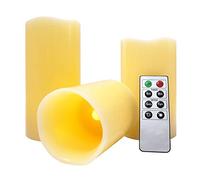 MACNEIL Pack of 3 Battery Operated Remote Control LED Flameless Flickering Wax Drip Effect LED Candles - Perfect for Creating a Special Ambiance at Home - Soothing, Romantic and Enchanting - Complete with 2 Year Guarantee!